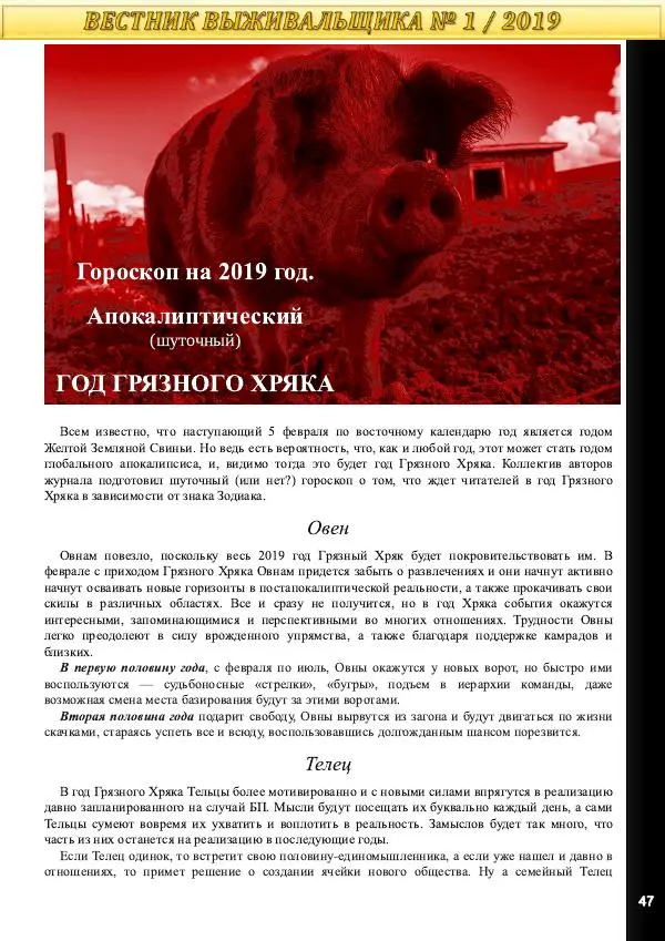  журнал «Вестник выживальщика» - Вестник выживальщика 2019 №01 - Страница № 47